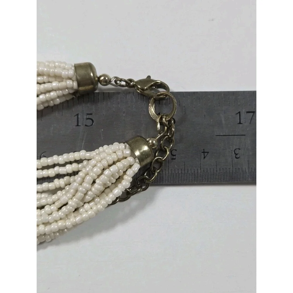 Multi-Strand Seed Bead Necklace Gold Accents Pink Turquoise‎ Coral